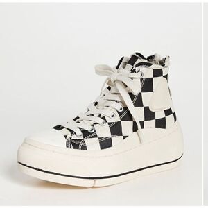 R13 High Top Sneakers in Black/Ecru Checker NWOB Size W 5 or M 3